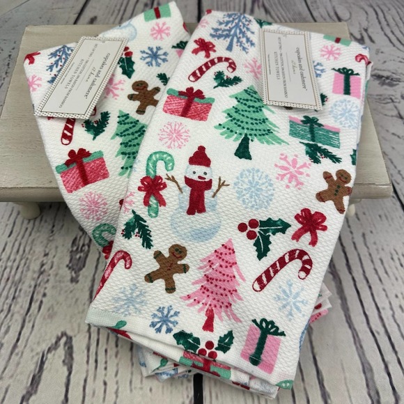 cupcakes & cashmere Other - Cupcakes and Cashmere Pastel Christmas Gingerbread Hand Towel Set